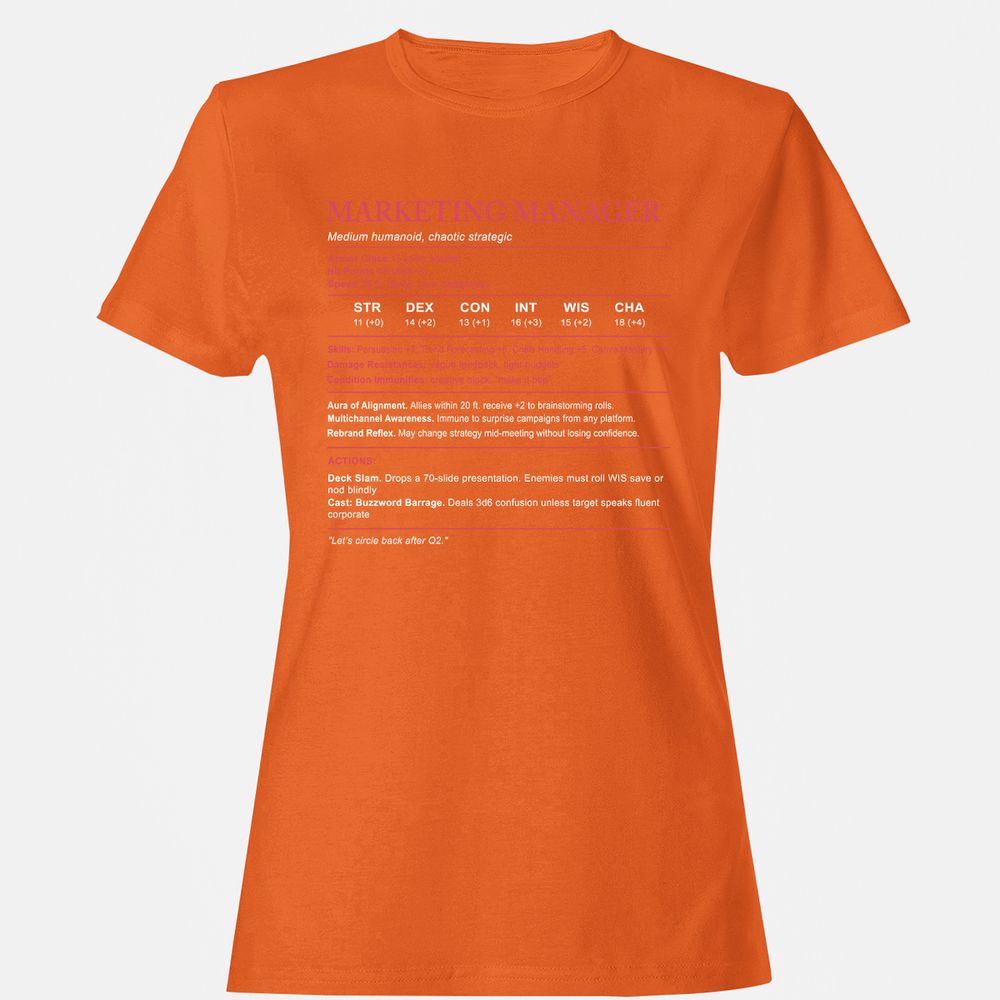 Marketing Manager Stats Women's T-Shirt - Orange - 11
