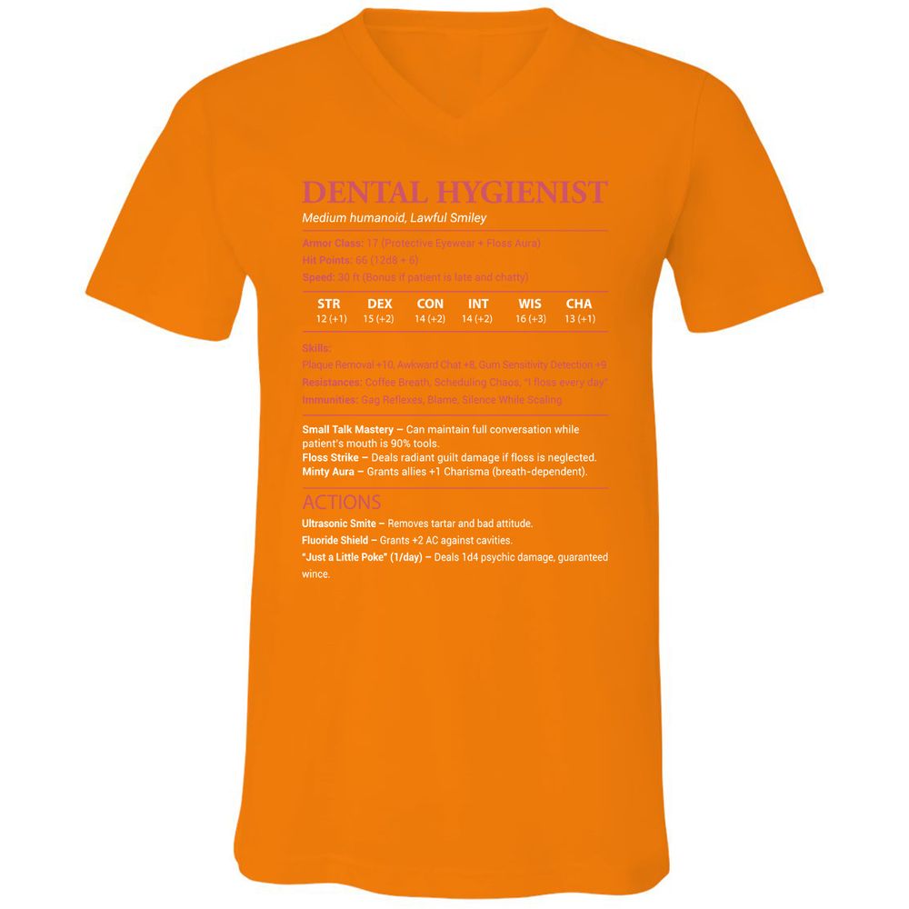 Dental Hygienist Unisex V-Neck T-Shirt - Orange - 11