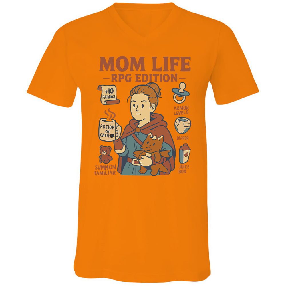 Mom Life RPG Edition Unisex V-Neck T-Shirt - Orange - 11