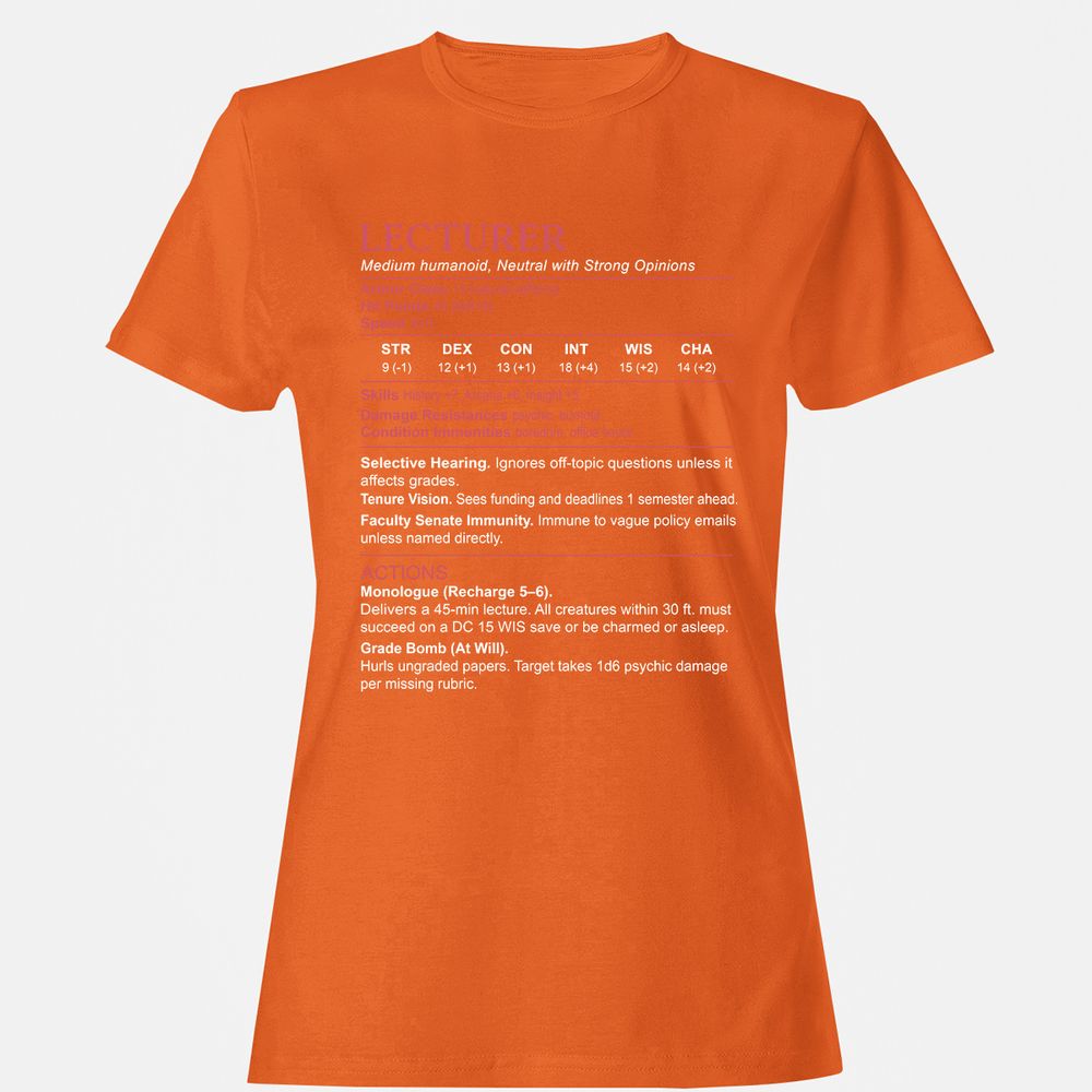 Lecturer Stats Women's T-Shirt - Orange - 11