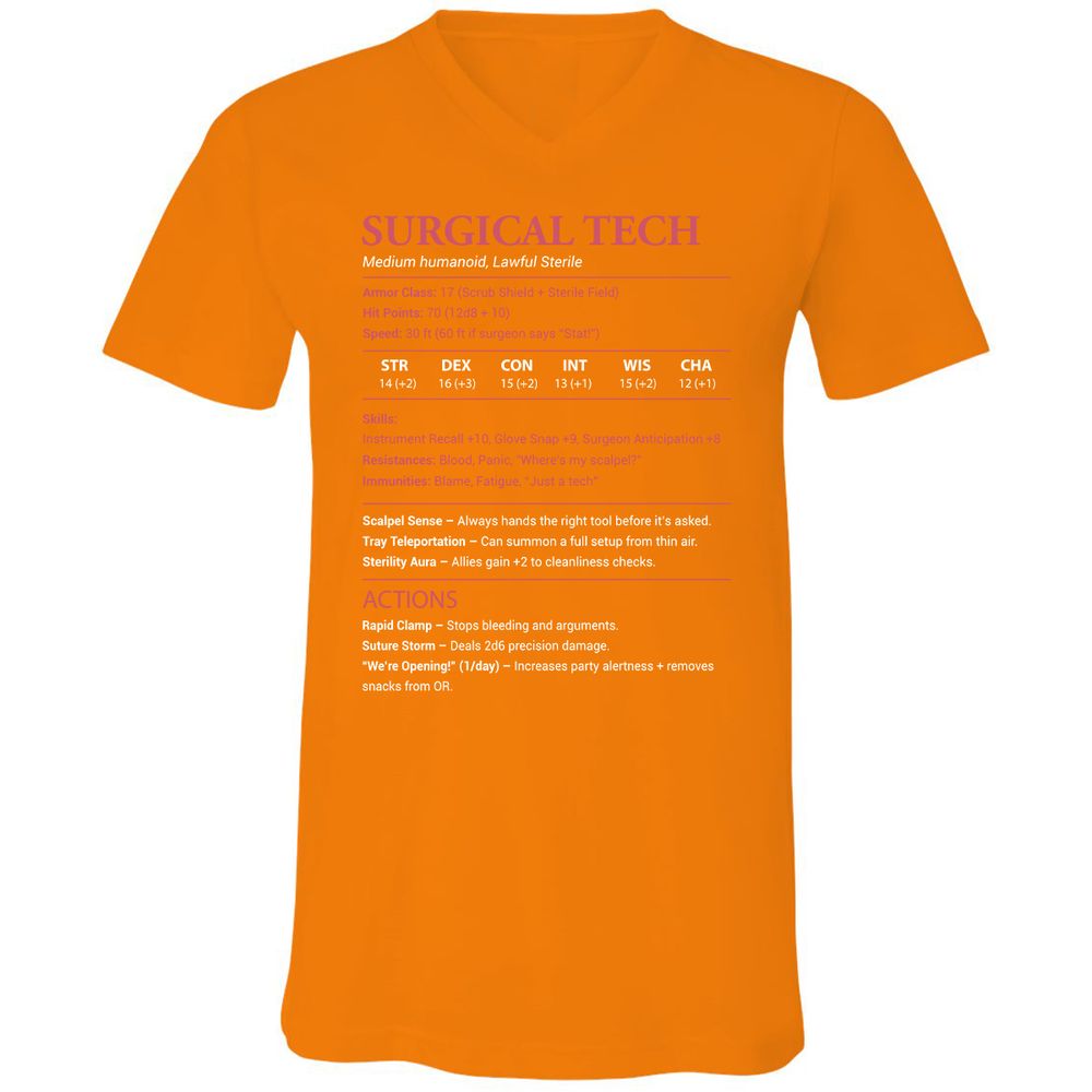 Surgical Tech Unisex V-Neck T-Shirt - Orange - 11