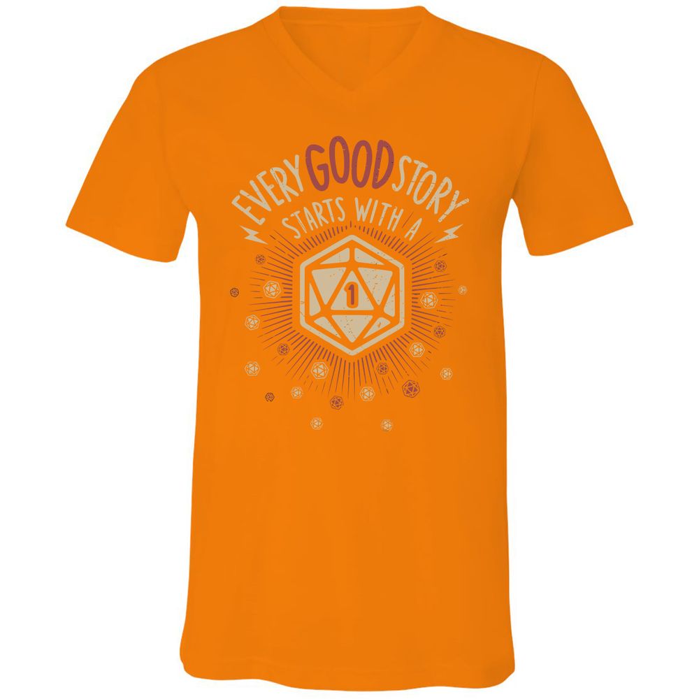 Good Story Starts With A 1 Unisex V-Neck T-Shirt - Orange - 11