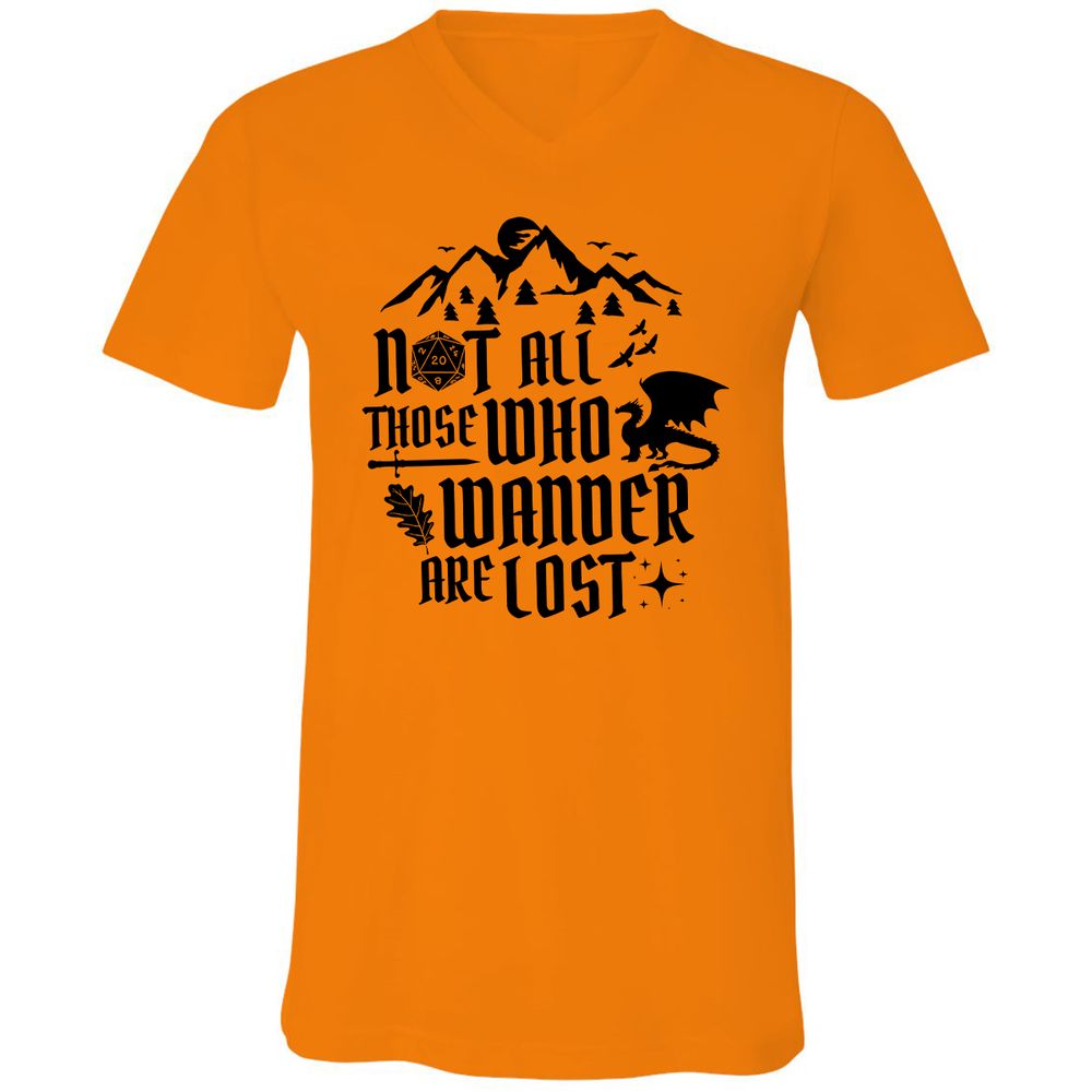 Not All Those Who Wander Are Lost Unisex V-Neck T-Shirt - Orange - 11