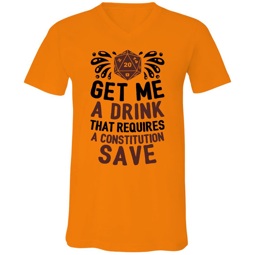 Get Me A Drink Unisex V-Neck T-Shirt - Orange - 11