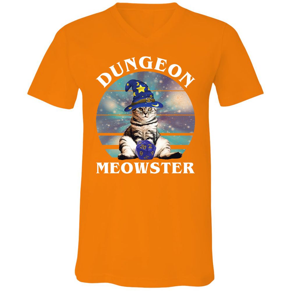 Dungeon Meowster Vintage Unisex V-Neck T-Shirt - Orange - 11