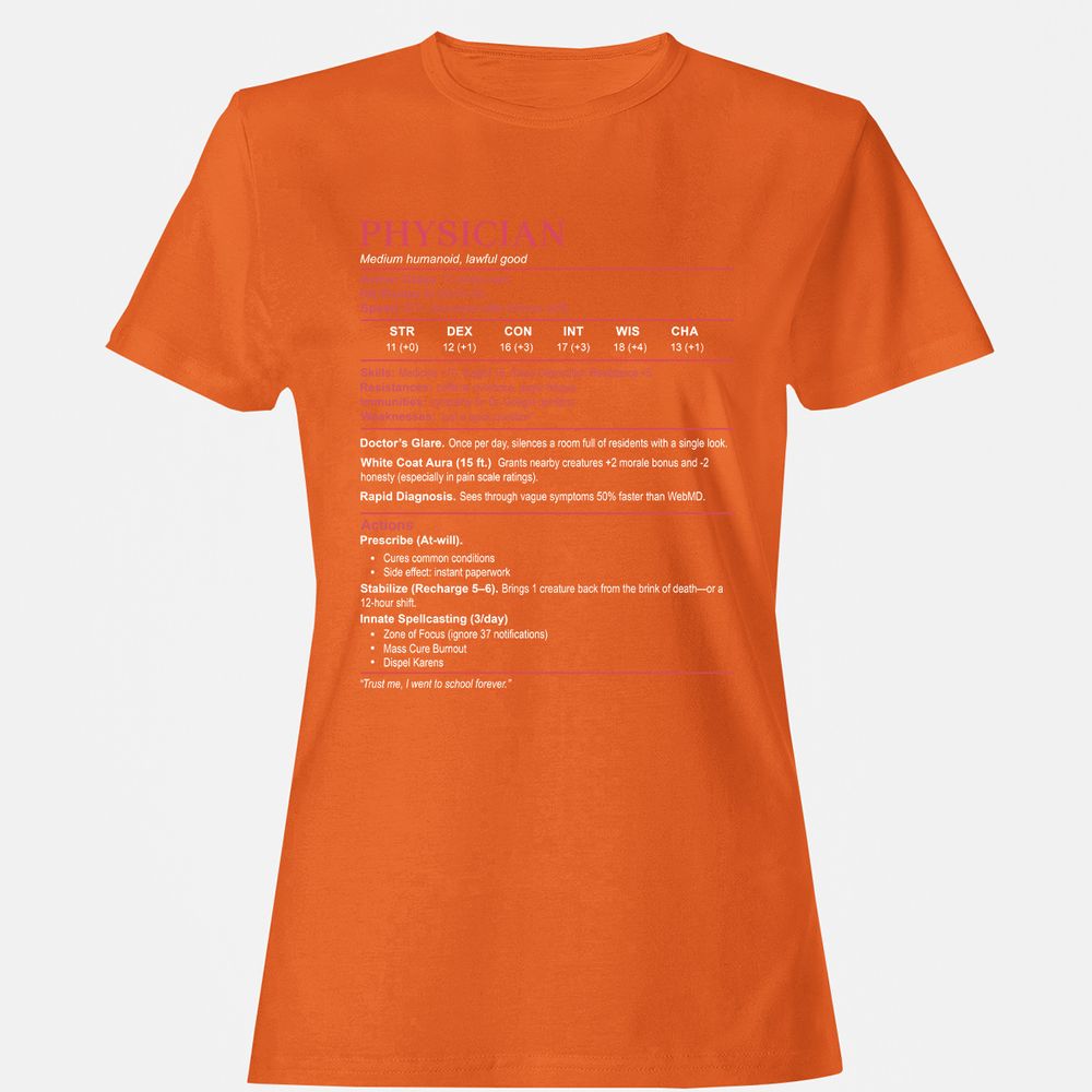 Physician Stats Women's T-Shirt - Orange - 11