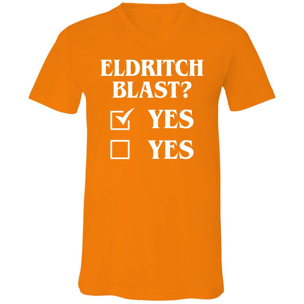 Eldritch Blast Yes Unisex V-Neck T-Shirt - Orange - 11