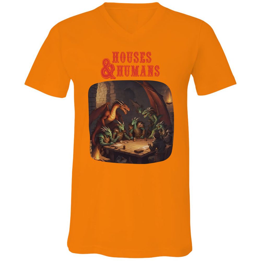 Houses And Humans Unisex V-Neck T-Shirt - Orange - 11