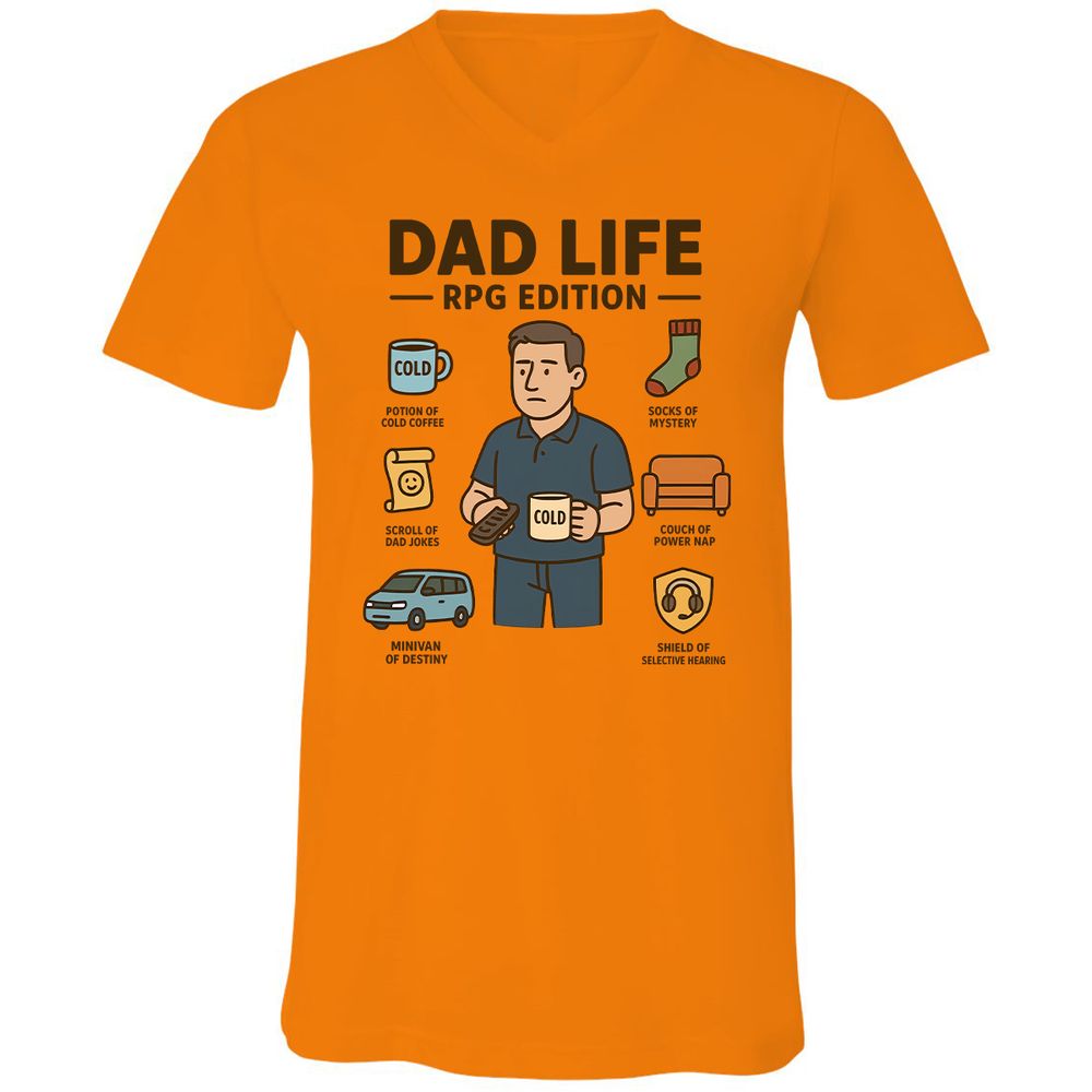 Dad Life RPG Edition Unisex V-Neck T-Shirt - Orange - 11