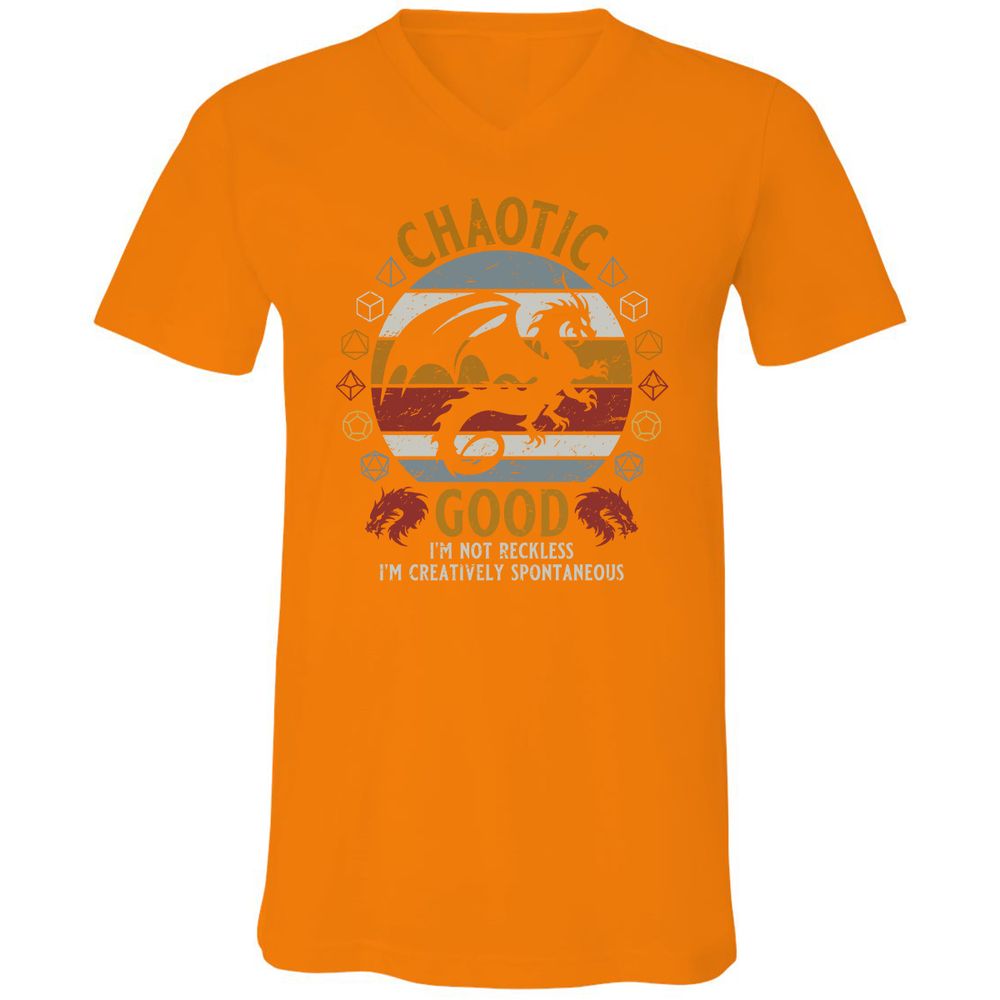 Chaotic Good Unisex V-Neck T-Shirt - Orange - 11