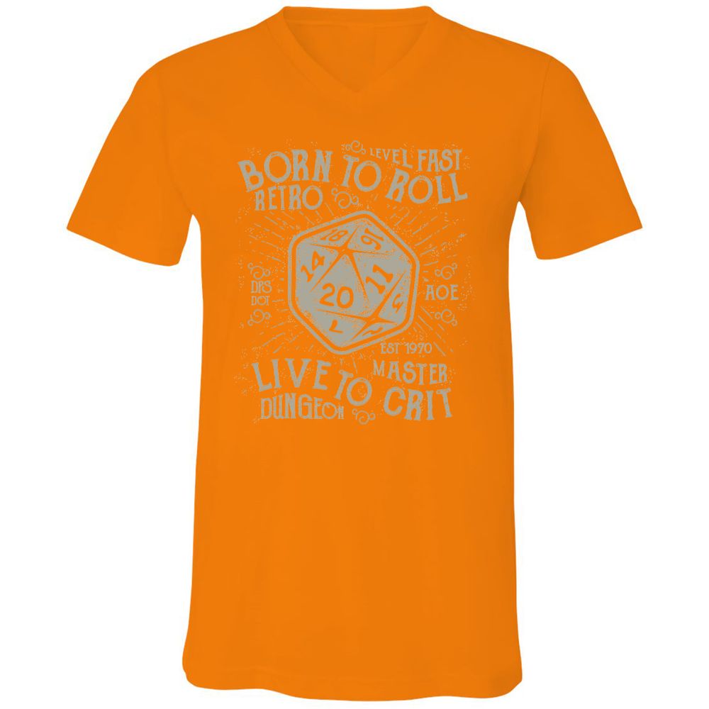 Born To Roll Live To Crit Unisex V-Neck T-Shirt - Orange - 11