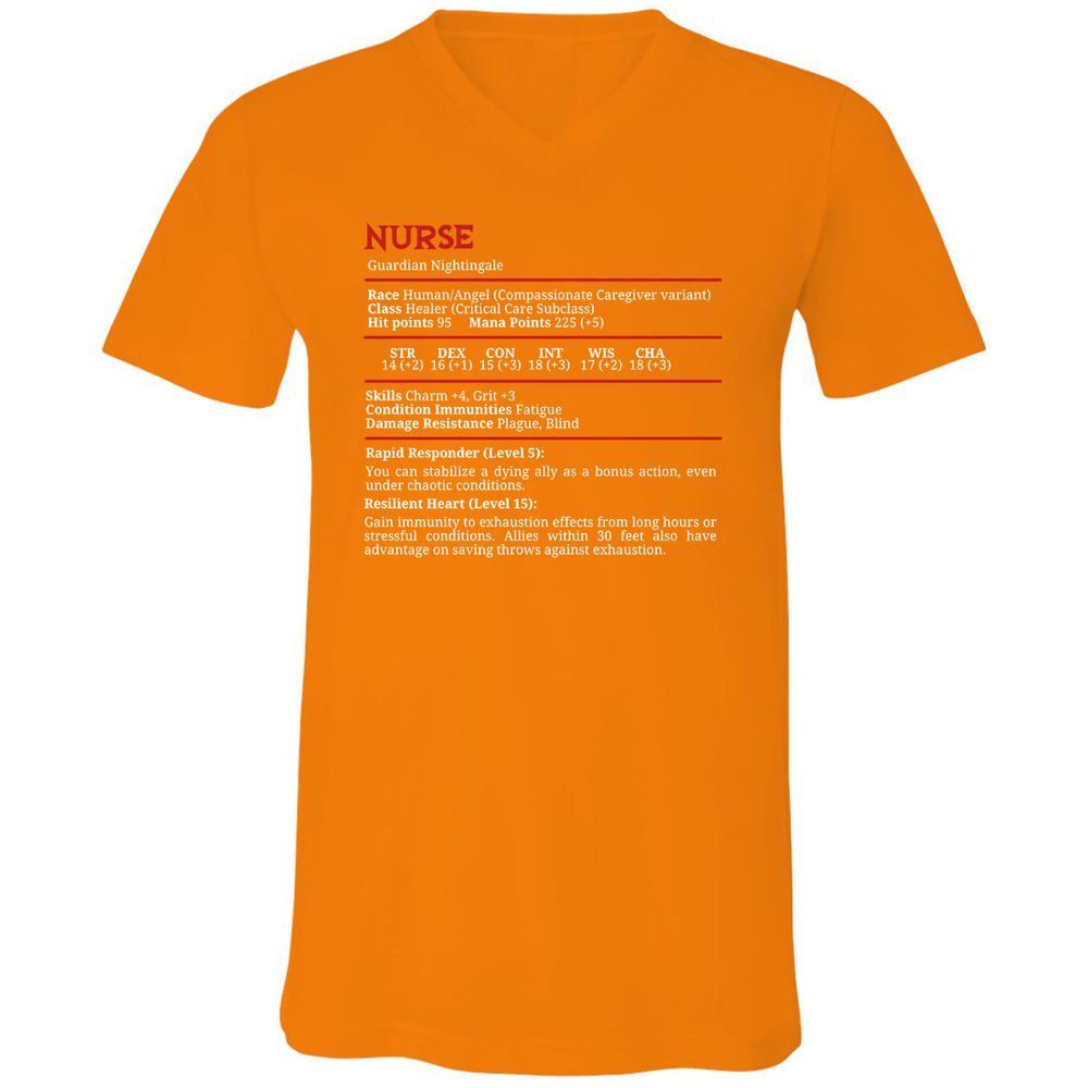Nurse Stats Unisex V-Neck T-Shirt - Orange - 11