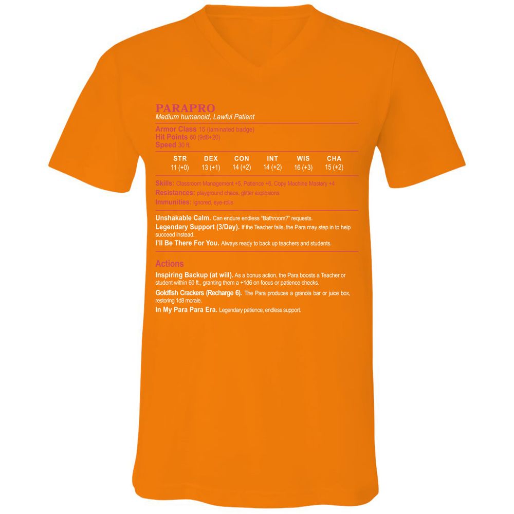 para Unisex V-Neck T-Shirt - Orange - 11