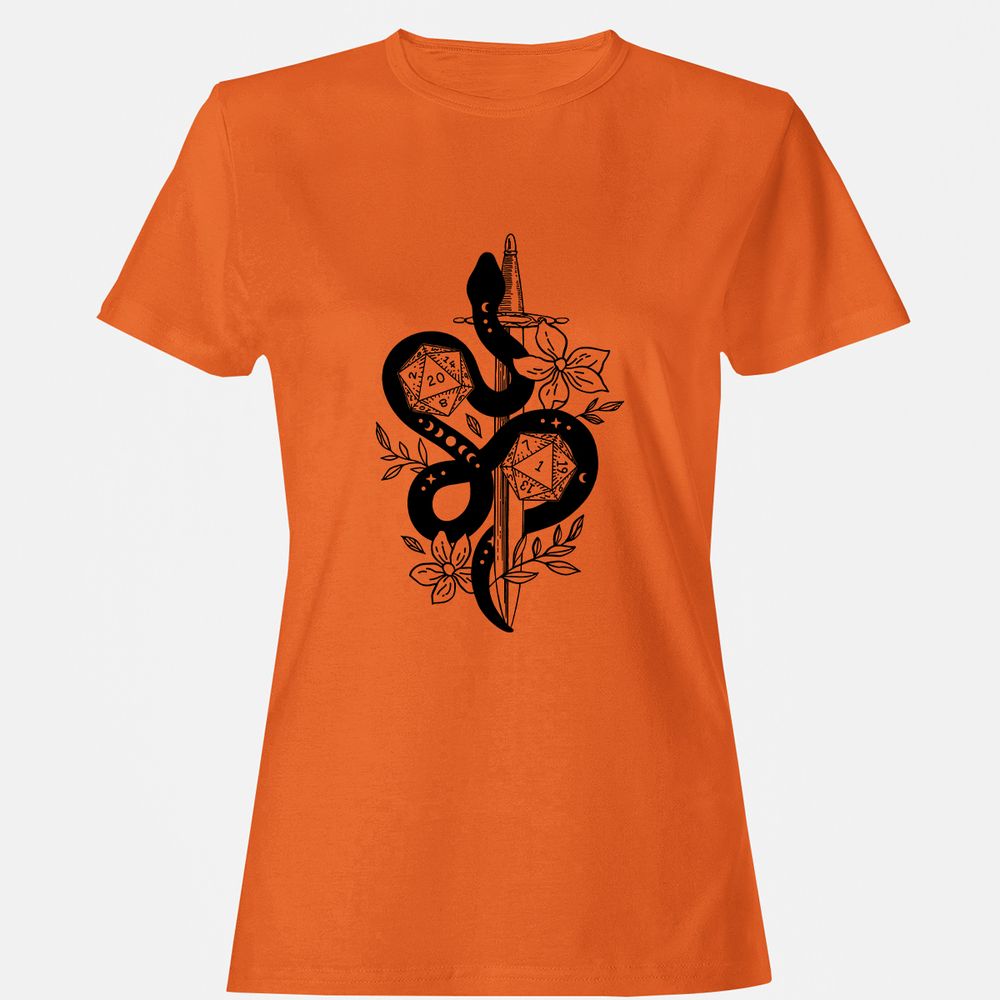D20 Snake and Sword Women's T-Shirt - Orange - 11
