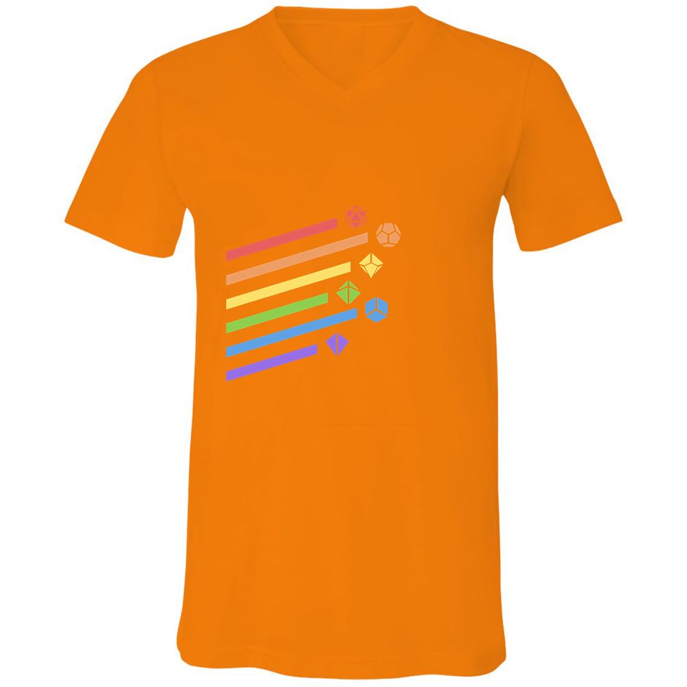 Rainbow Dice Set Unisex V-Neck T-Shirt - Orange - 11