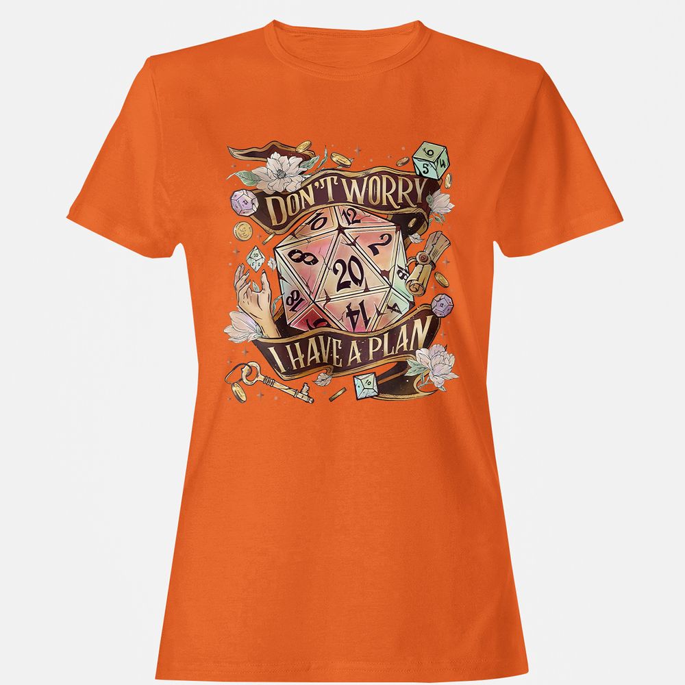Floral Don't Worry I Have A Plan Women's T-Shirt - Orange - 11