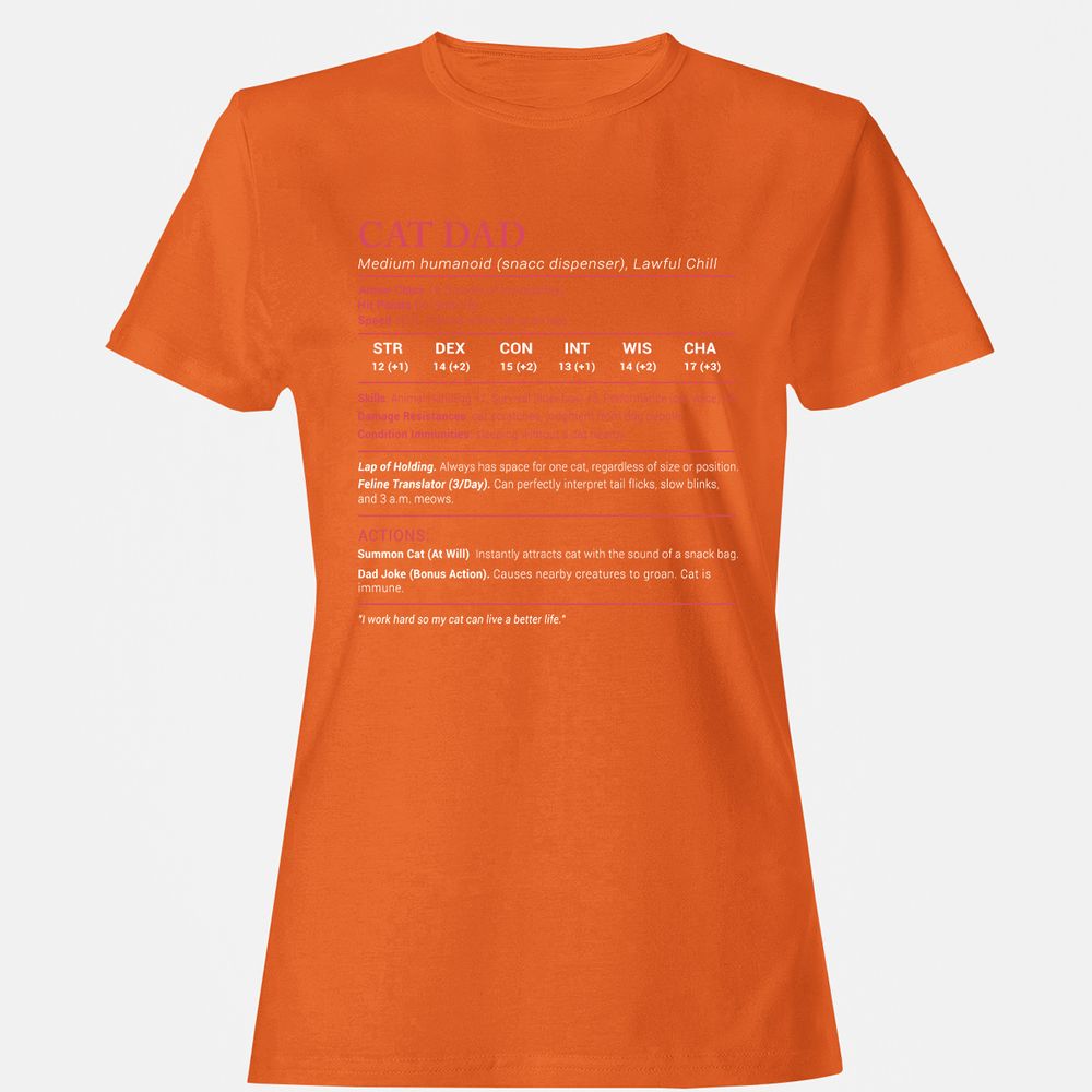 Cat Dad Stats Women's T-Shirt - Orange - 11
