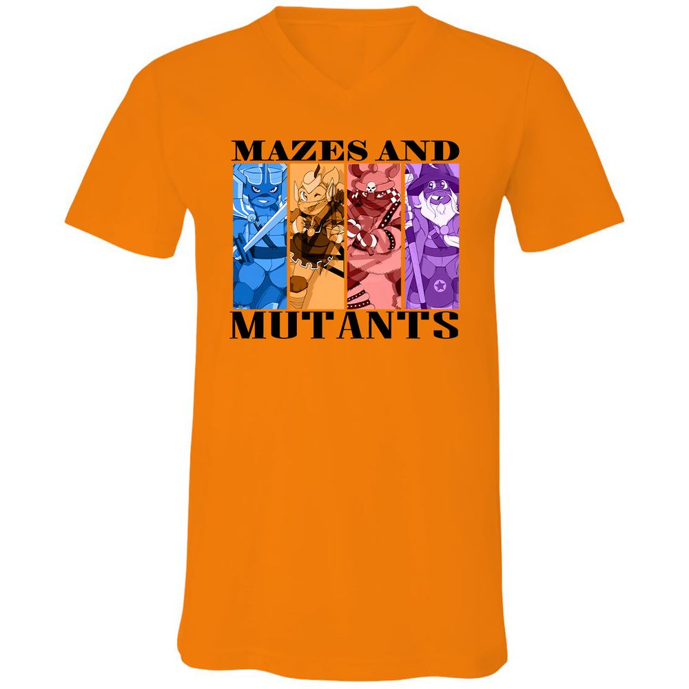 Mazes & Mutants Unisex V-Neck T-Shirt - Orange - 11
