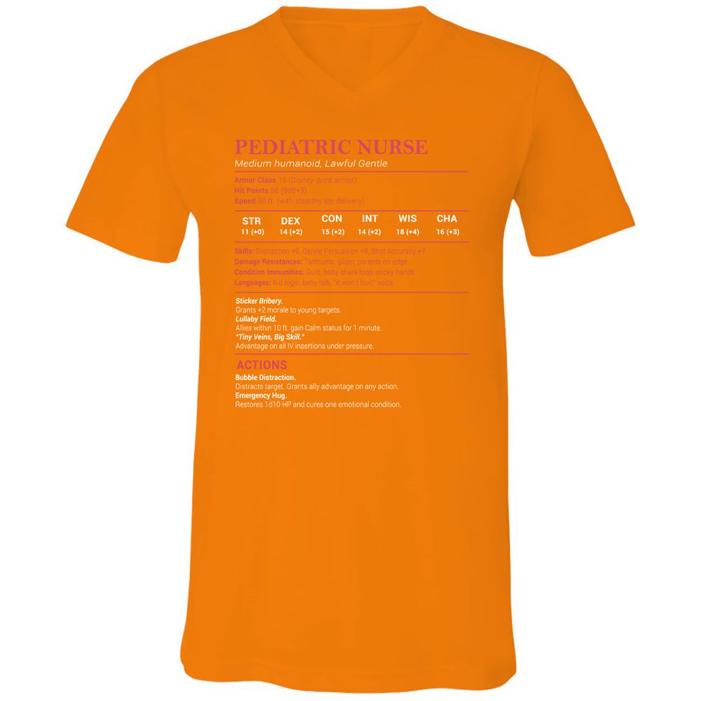 Pediatric Nurse Unisex V-Neck T-Shirt - Orange - 11