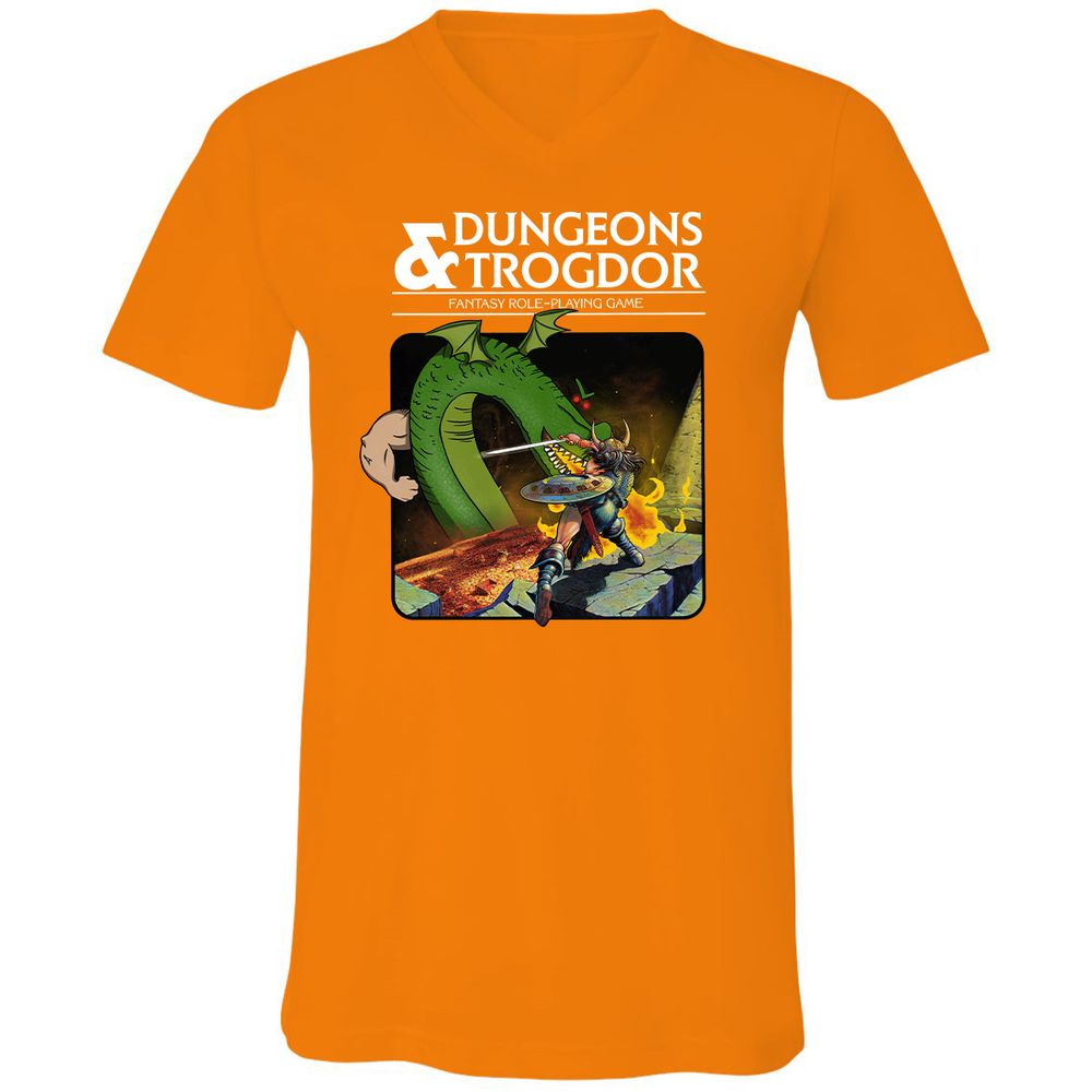 Trogdor Unisex V-Neck T-Shirt - Orange - 11