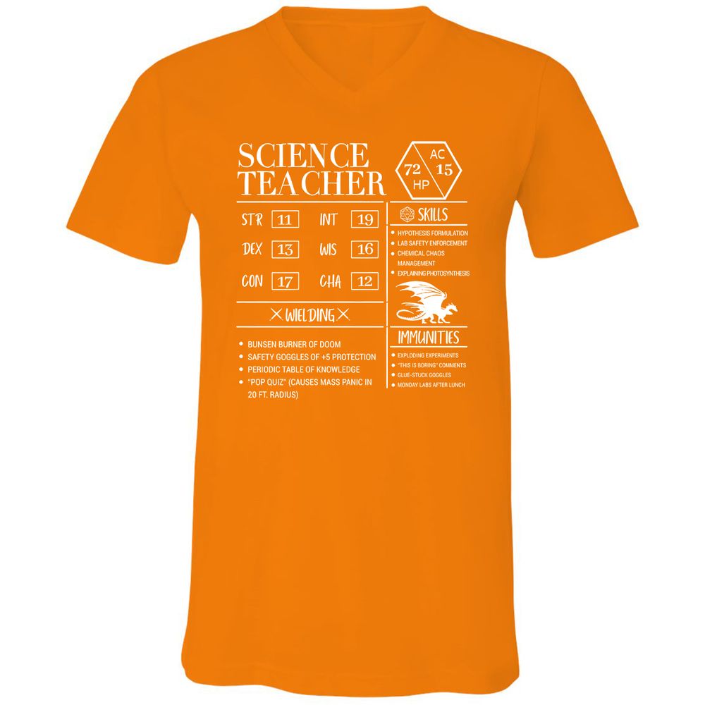 Science Teacher New Unisex V-Neck T-Shirt - Orange - 11