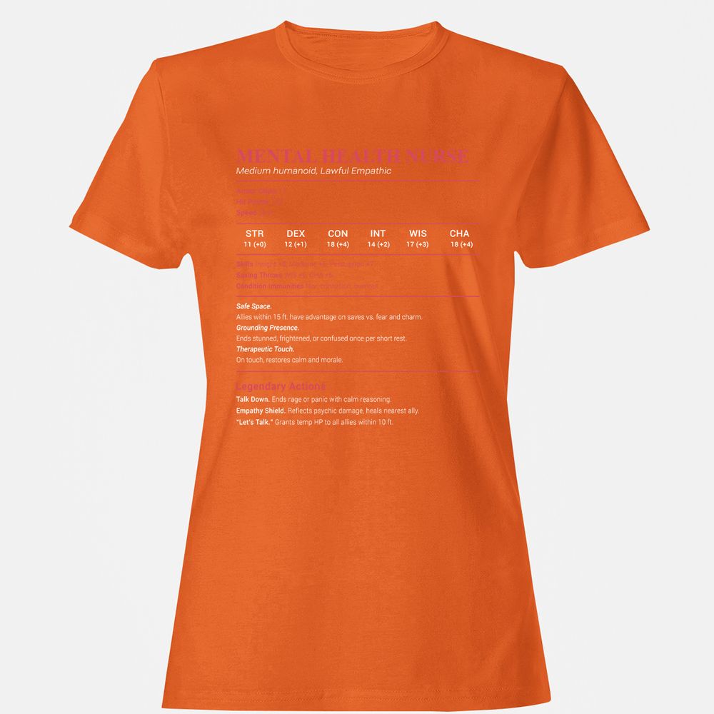 Mental Health Nurse Stats Women's T-Shirt - Orange - 11