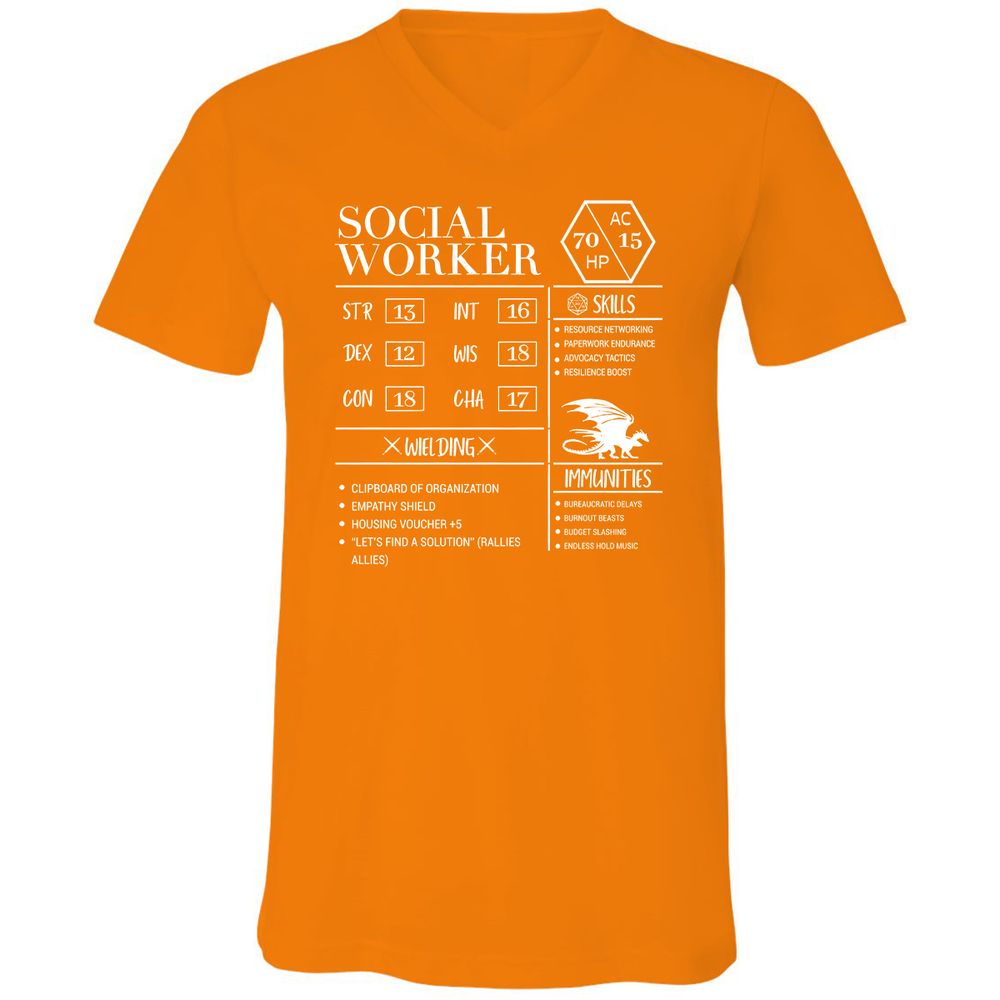 Social Worker New Unisex V-Neck T-Shirt - Orange - 11