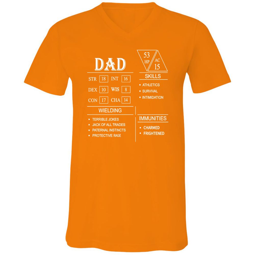 Dad Stat Block Unisex V-Neck T-Shirt - Orange - 11