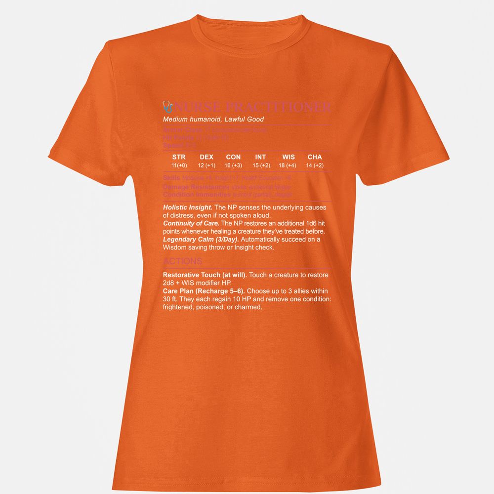 Nurse Practitioner Stats Women's T-Shirt - Orange - 11
