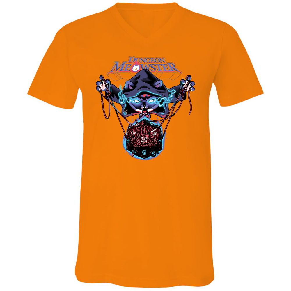 Dungeon Meowster Unisex V-Neck T-Shirt - Orange - 11