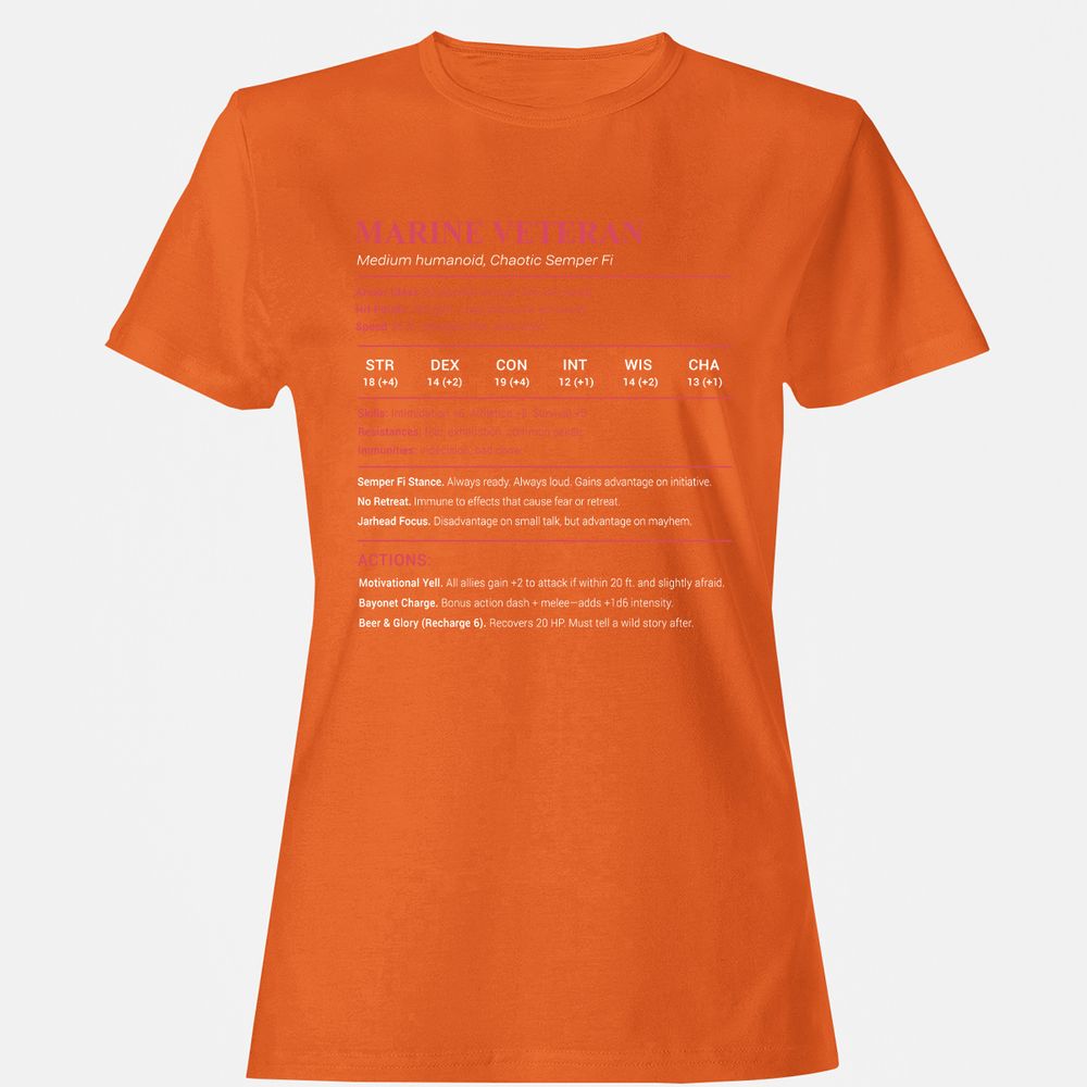 Marine Veteran Women's T-Shirt - Orange - 11