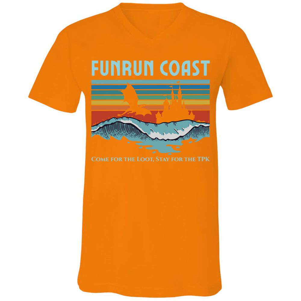 FUNRUN COAST Unisex V-Neck T-Shirt - Orange - 11