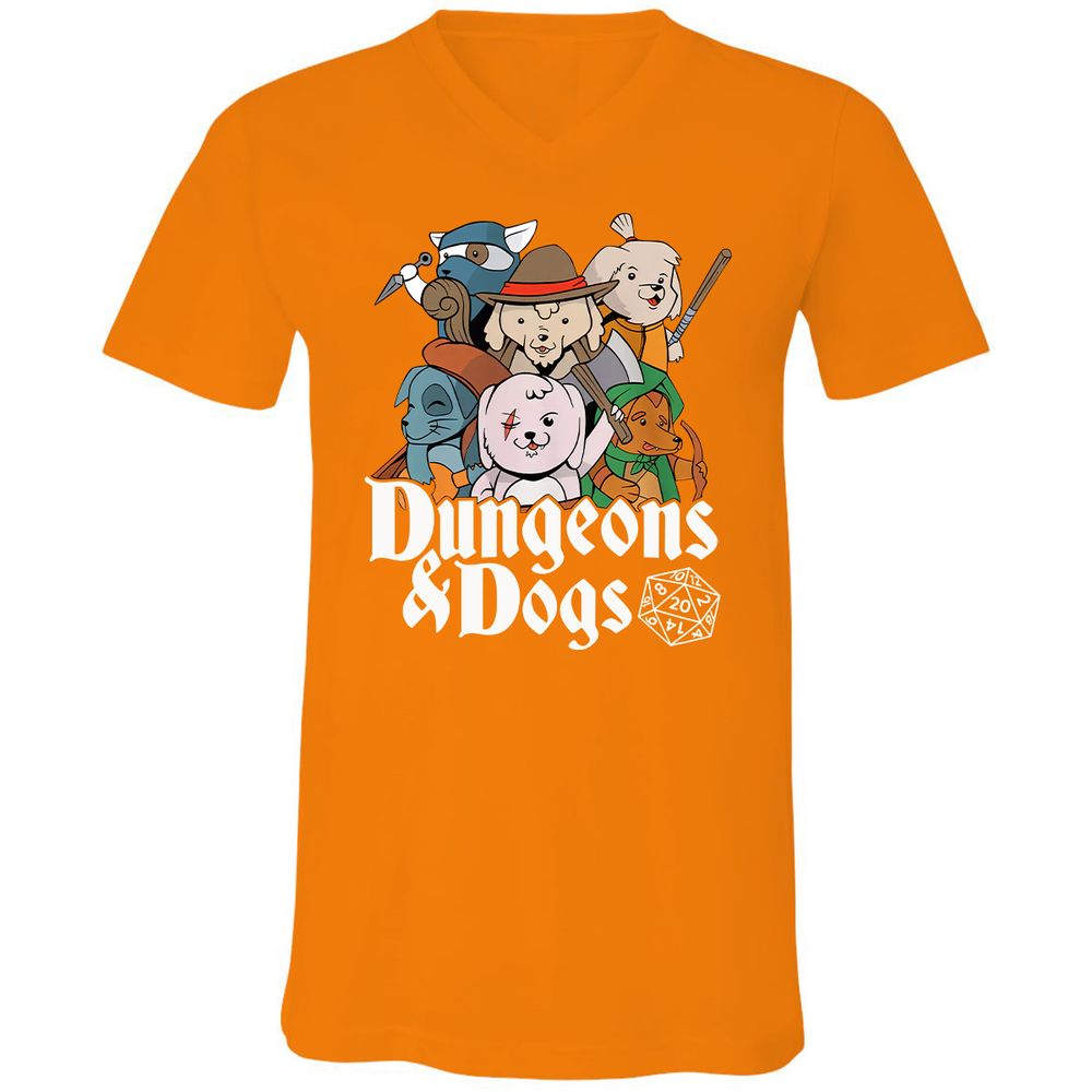 Dungeons & Dogs Unisex V-Neck T-Shirt - Orange - 11