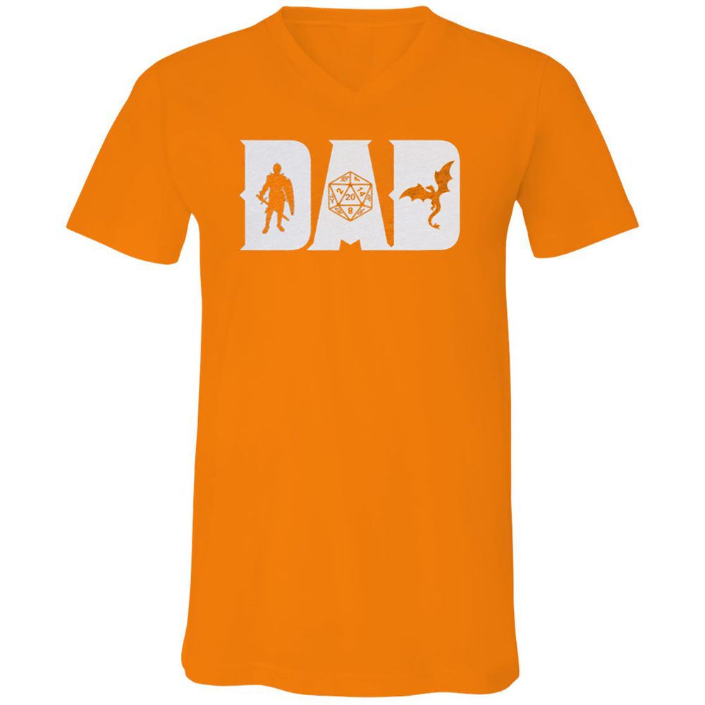 Dad Fathers Day Unisex V-Neck T-Shirt - Orange - 11