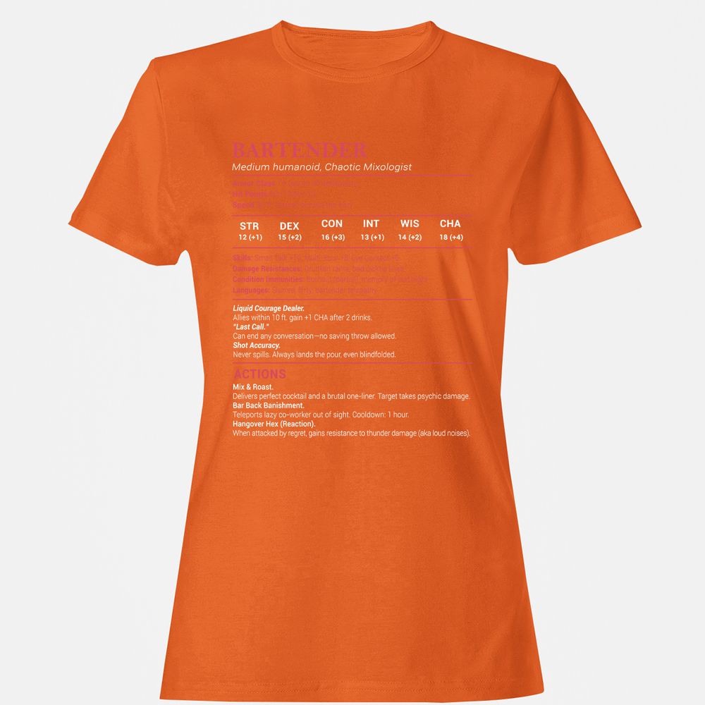Bartender Stats Women's T-Shirt - Orange - 11