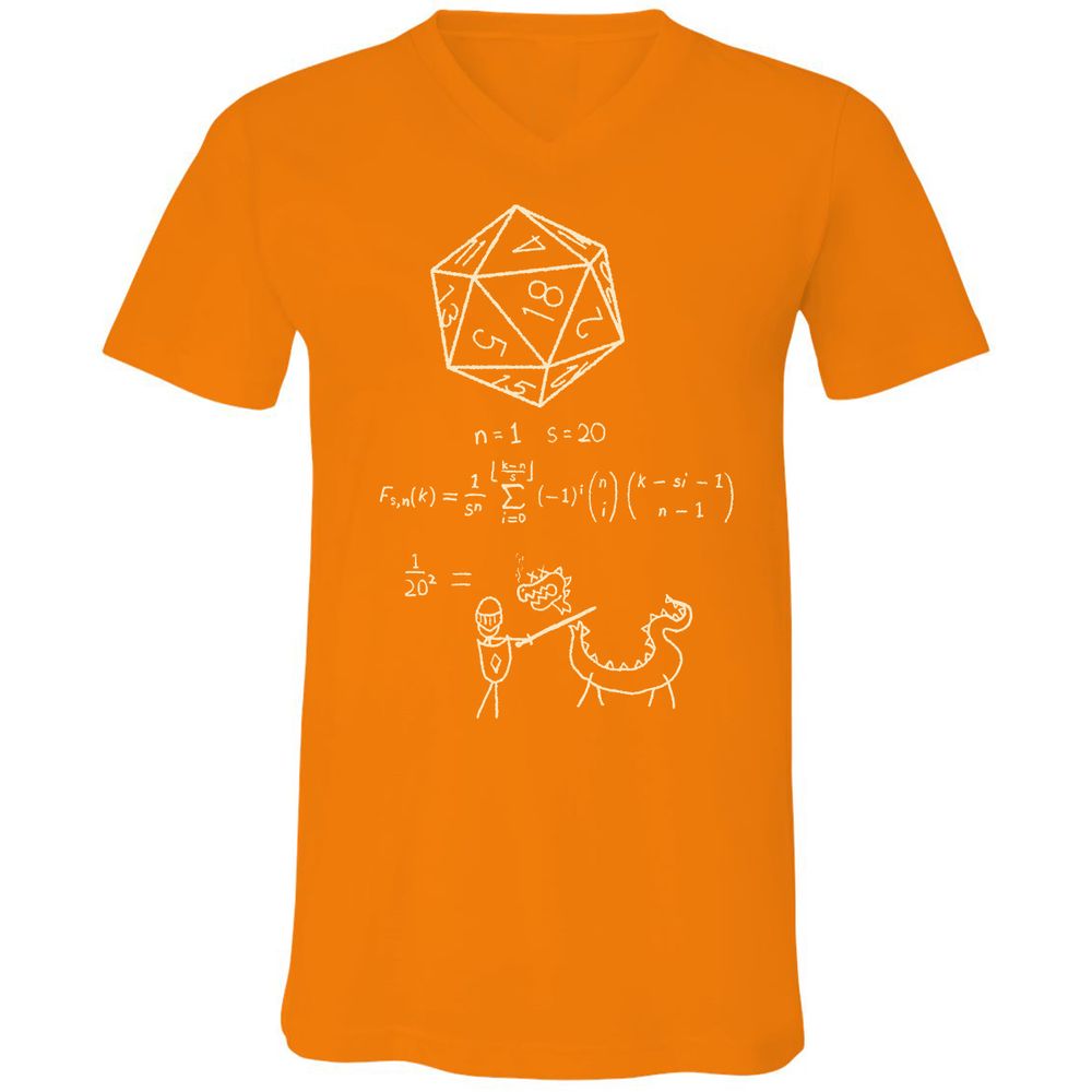 Science Of20 Sided Dice Unisex V-Neck T-Shirt - Orange - 11