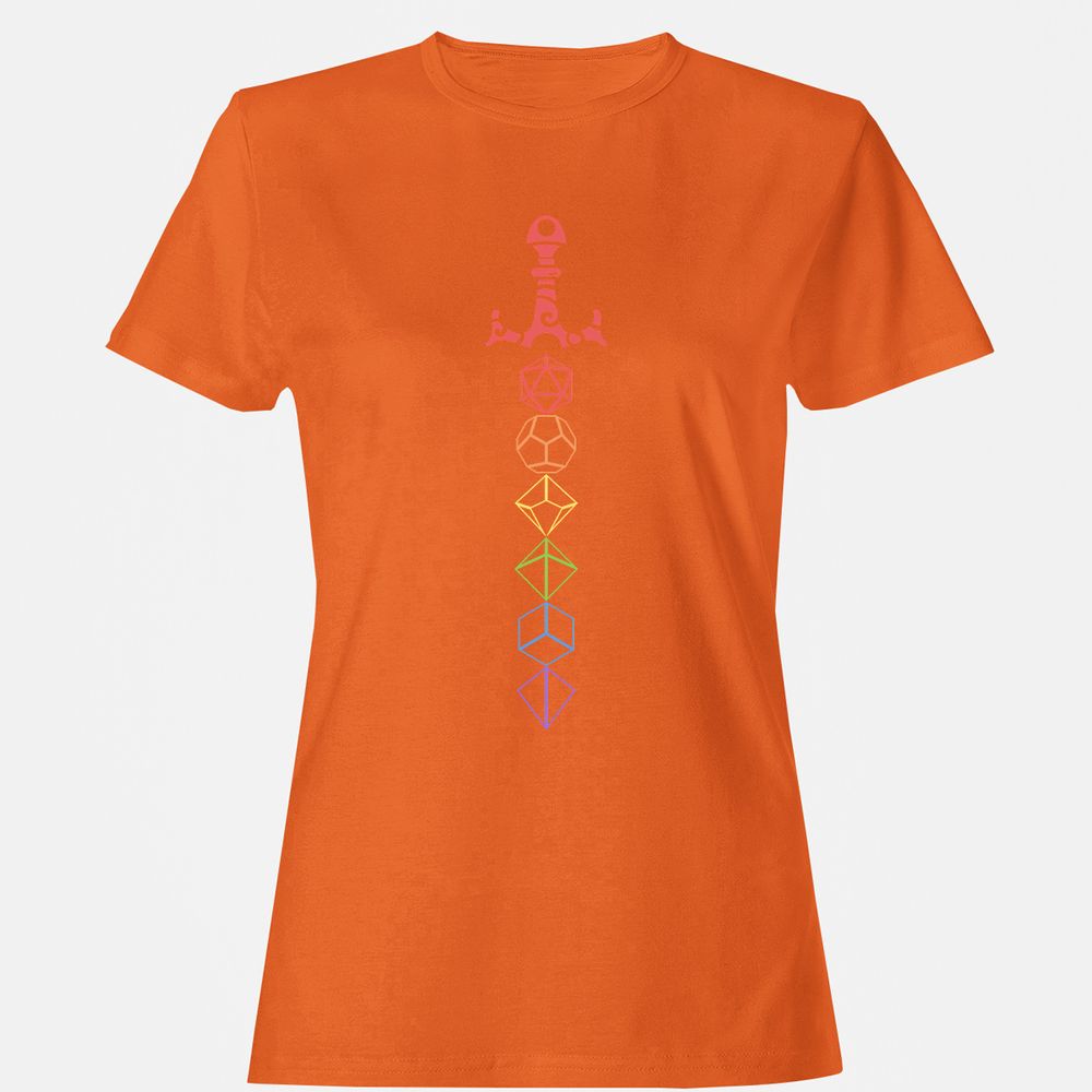 Rainbow Dice Sword LGBT Women's T-Shirt - Orange - 11