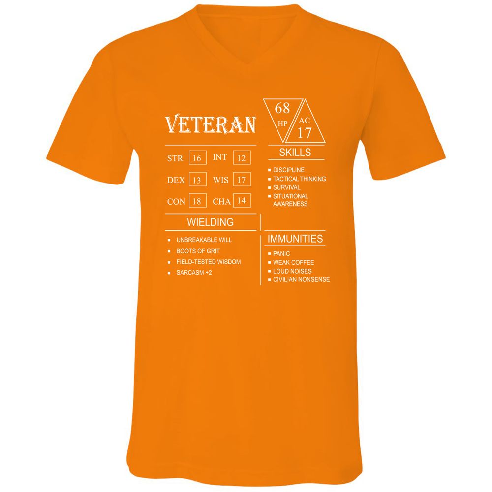 Veteran New Unisex V-Neck T-Shirt - Orange - 11