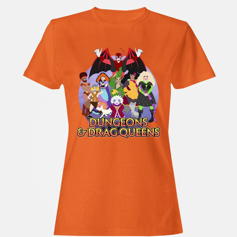 Dungeons n Drag Queens Cartoon Women's T-Shirt - Orange - 11