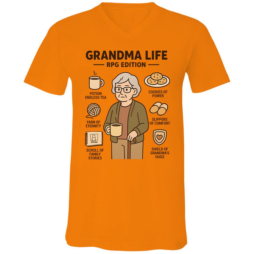 Grandma Life RPG Edition Unisex V-Neck T-Shirt - Orange - 11