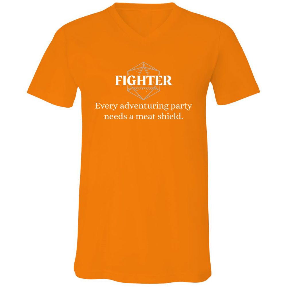 Fighter – Every Party Needs A Meat Shield Unisex V-Neck T-Shirt - Orange - 11