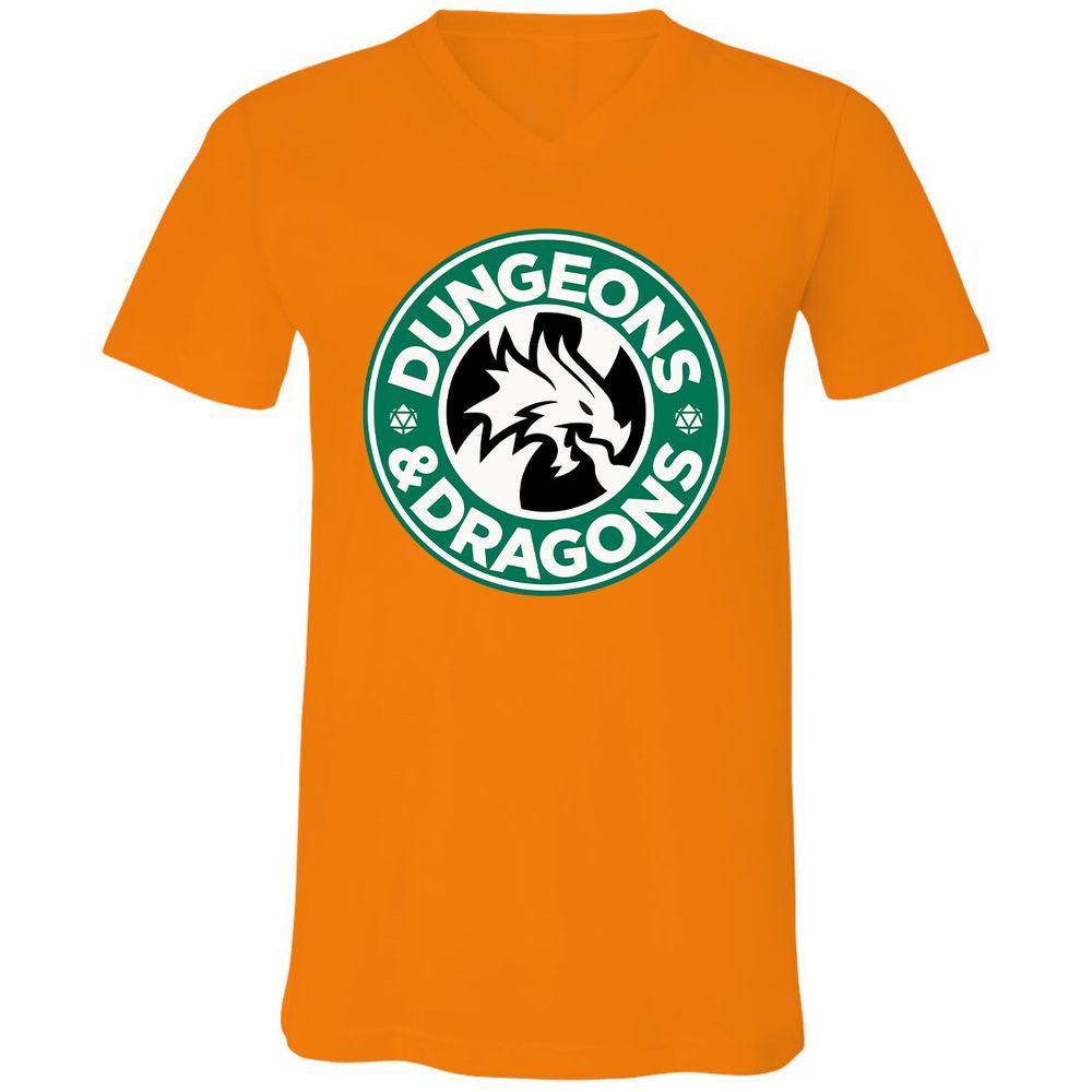 D&D Coffee Unisex V-Neck T-Shirt - Orange - 11