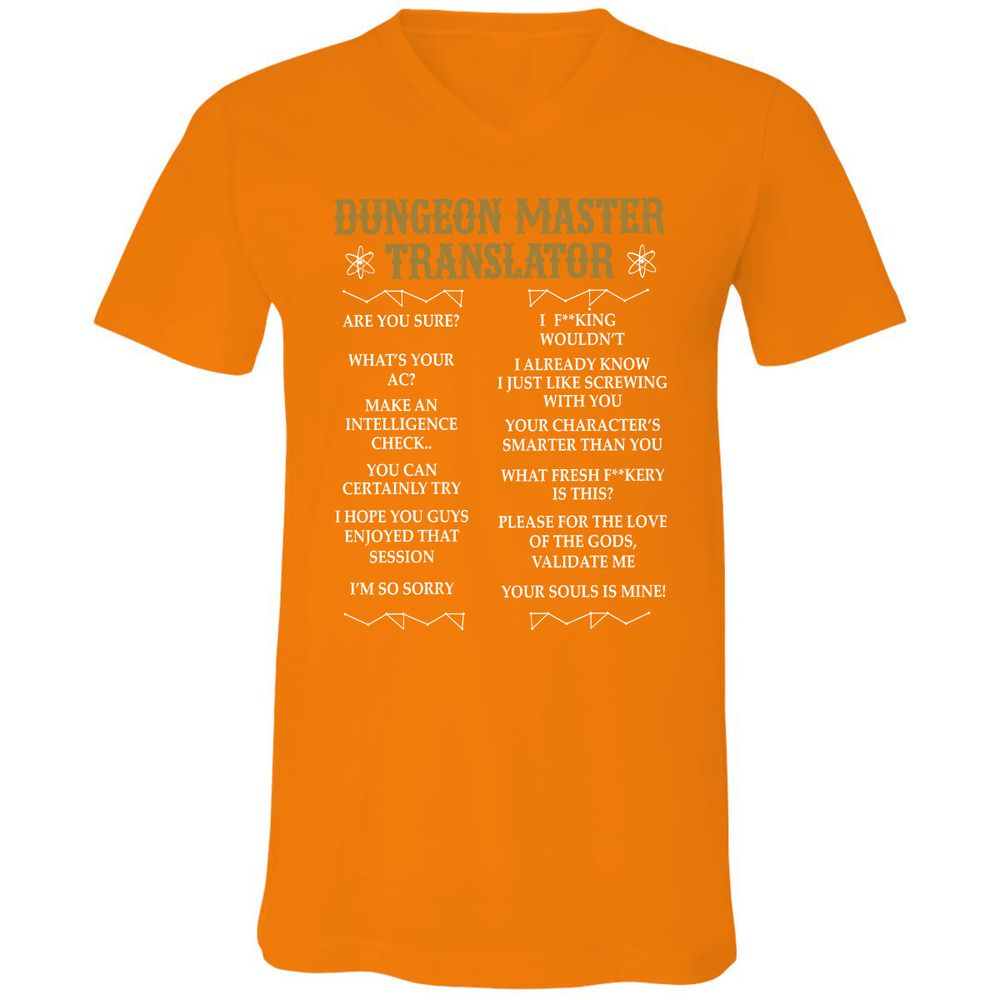 Dungeon Master Translator Unisex V-Neck T-Shirt - Orange - 11