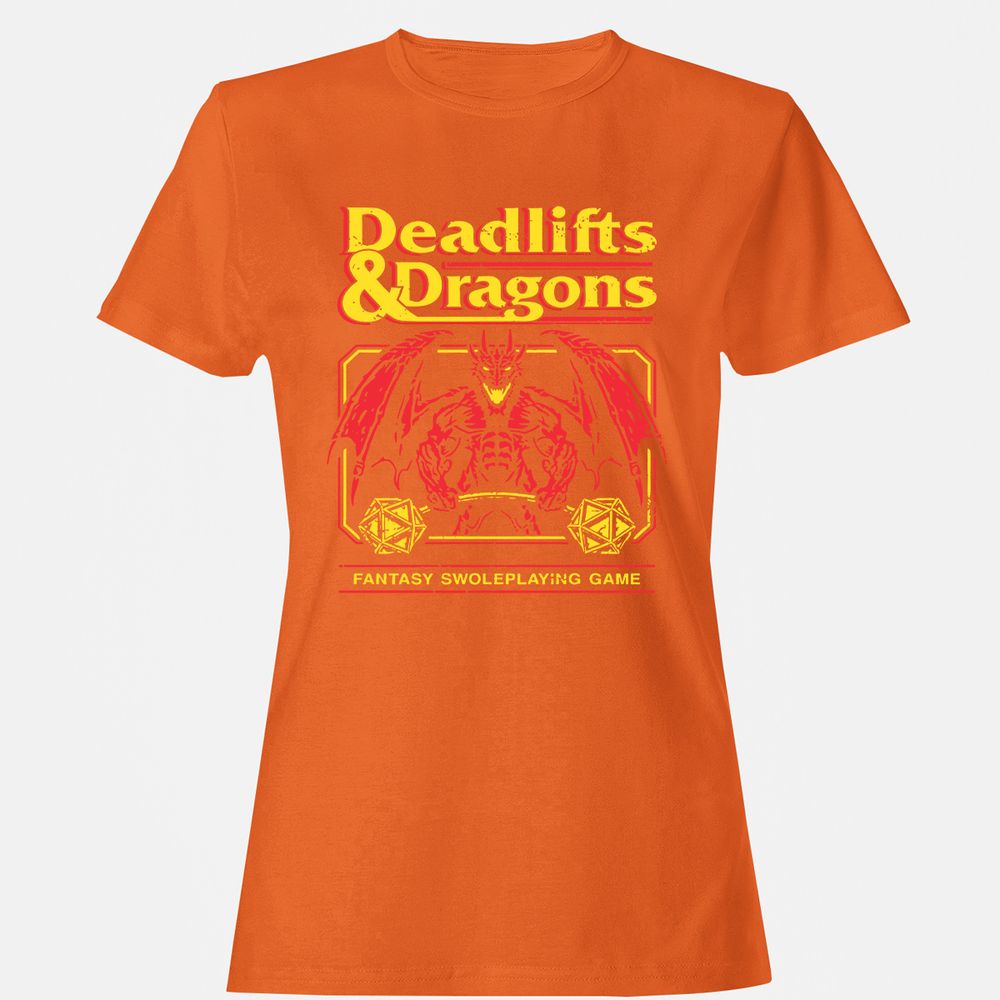 Deadlifts And Dragons Women's T-Shirt - Orange - 11
