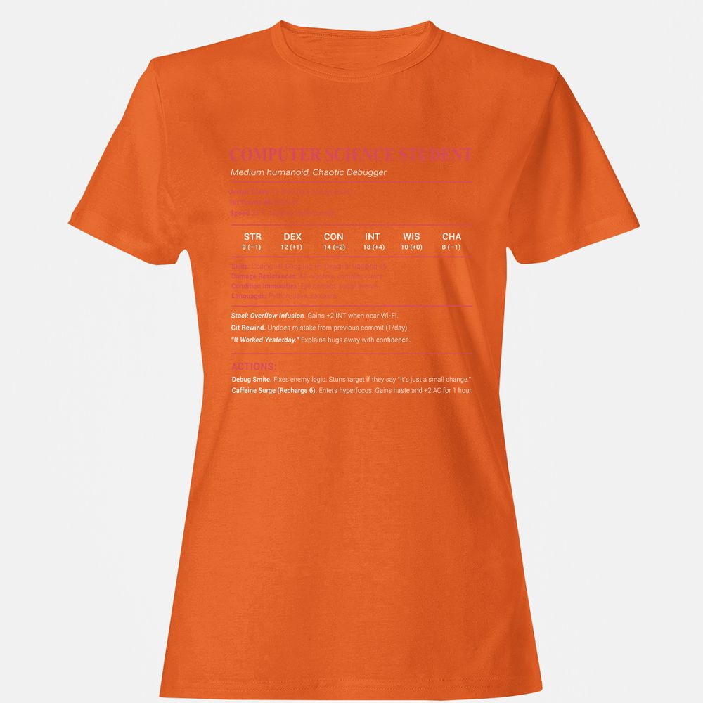 Computer Science Student Women's T-Shirt - Orange - 11