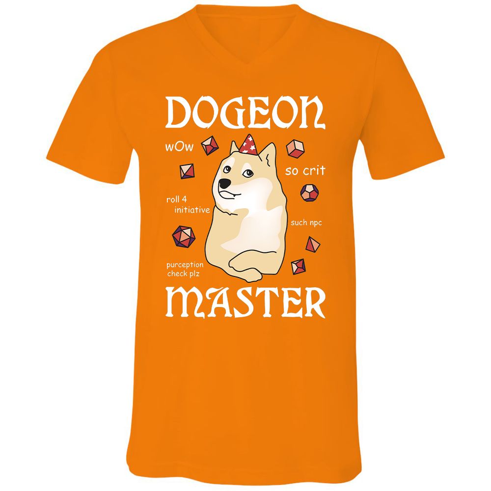 Dogeon Master Unisex V-Neck T-Shirt - Orange - 11
