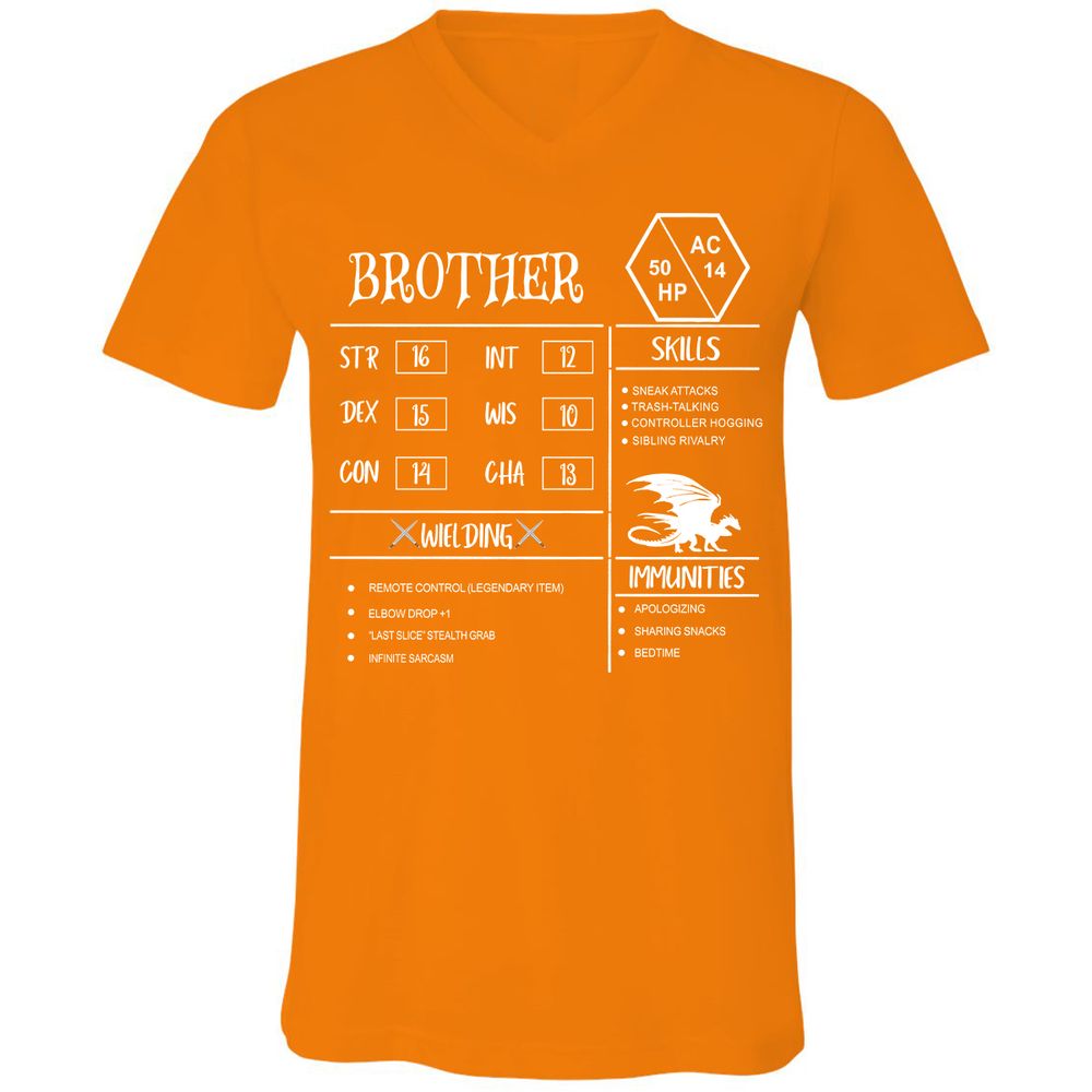 Brother Stats Unisex V-Neck T-Shirt - Orange - 11