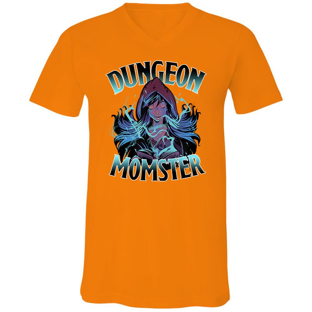 Dungeon Momster Unisex V-Neck T-Shirt - Orange - 11