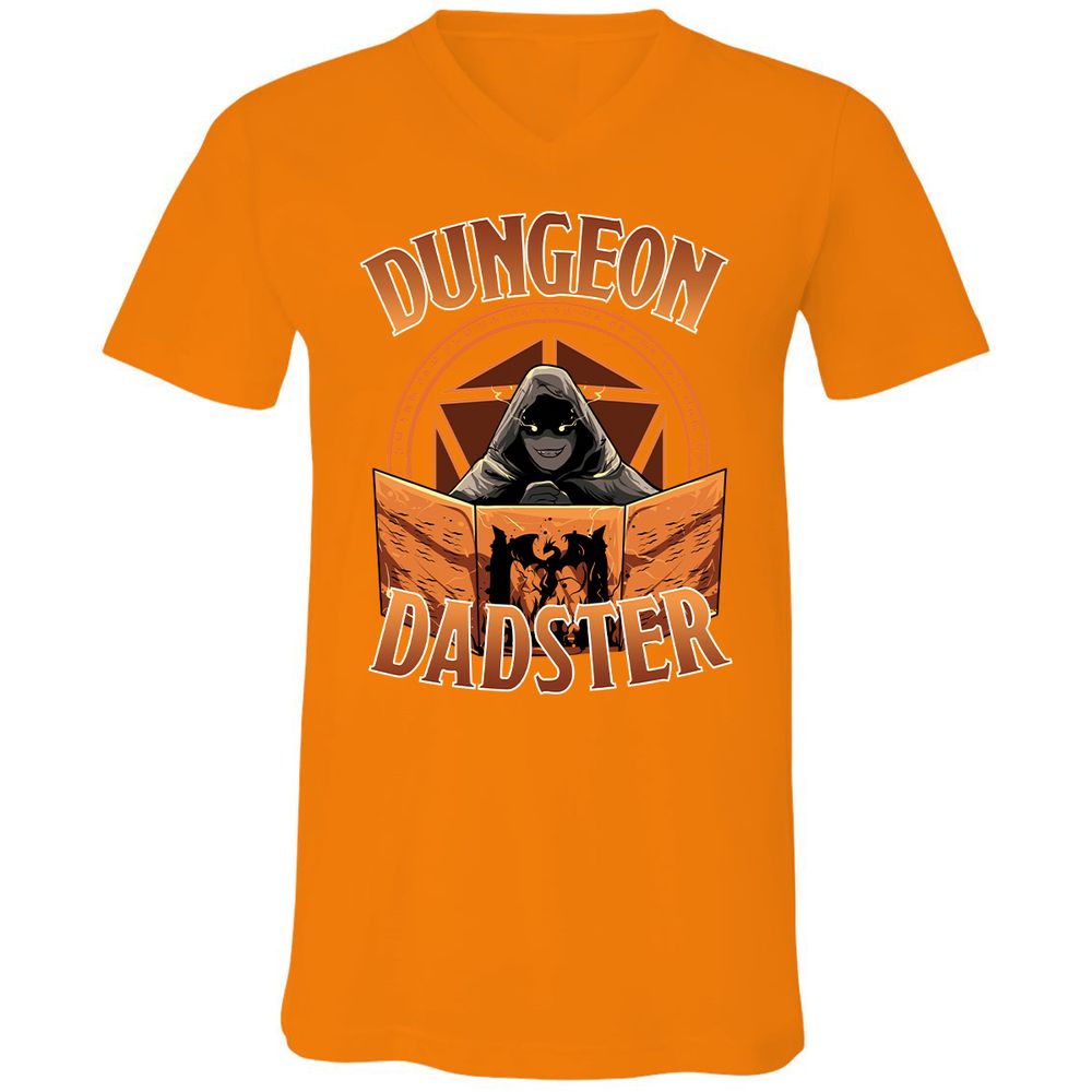 Dungeon Dadster Unisex V-Neck T-Shirt - Orange - 11