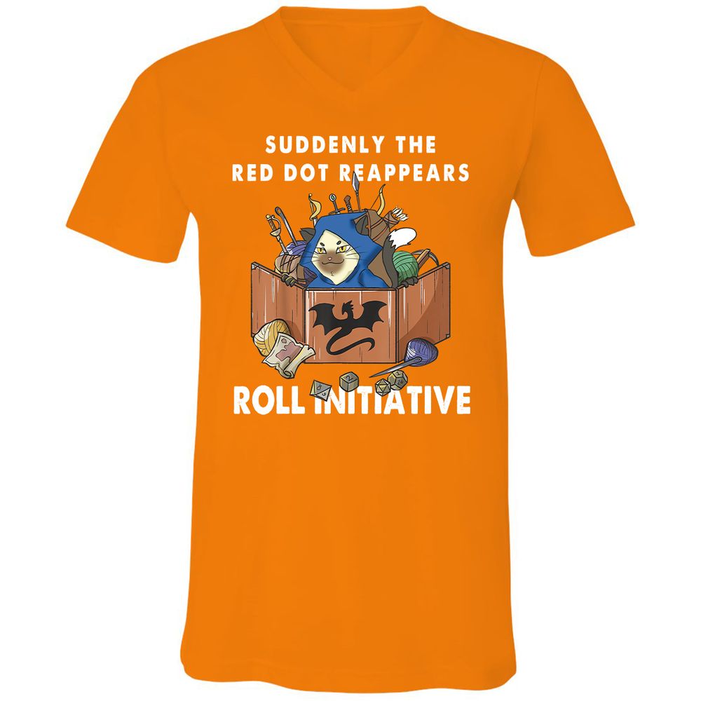 Suddenly The Red Dot Reappears Roll Initiative Unisex V-Neck T-Shirt - Orange - 11